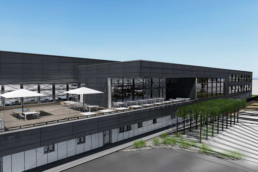 Näfels GL, centre sportif Lintharena, modèle 3D issu d'un relevé du bâtiment, HMQ AG