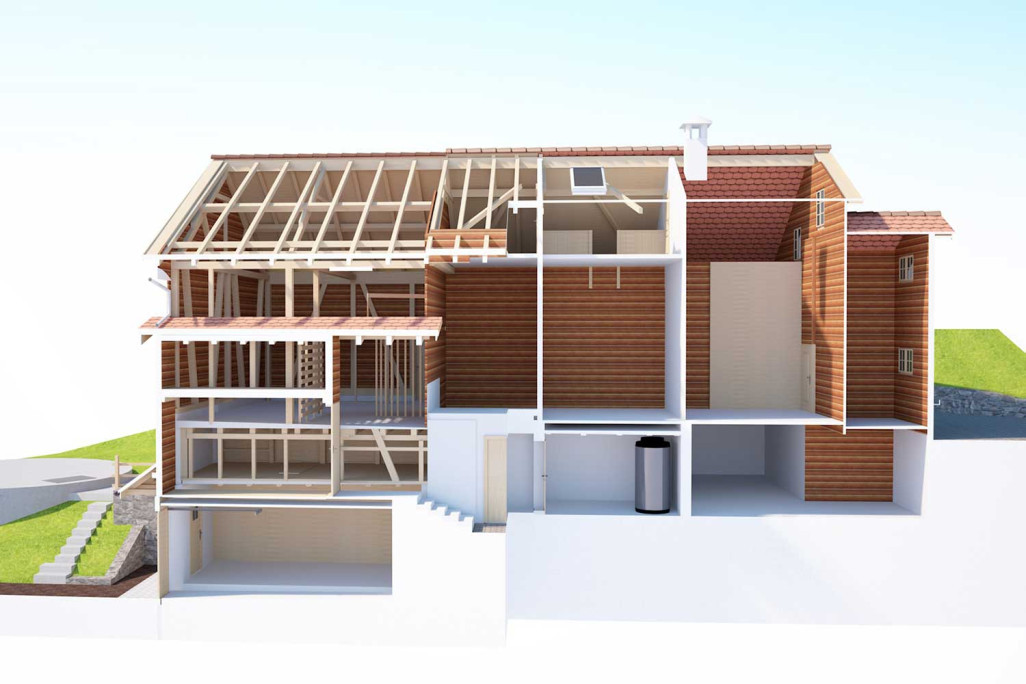 Modèle 3D ArchiCAD, grange, HMQ AG