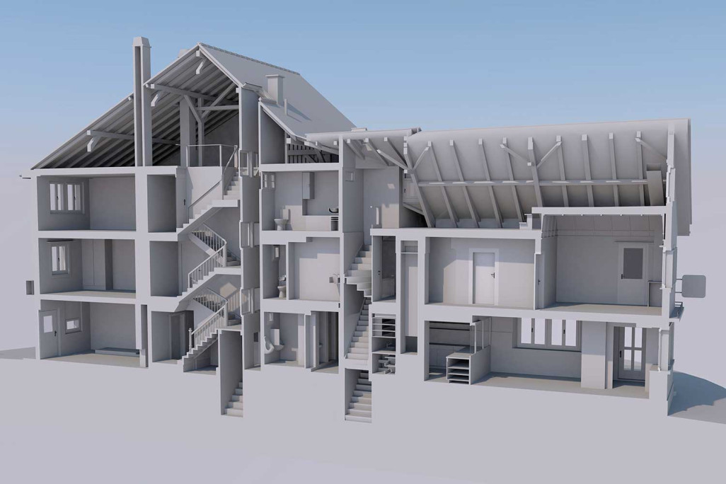 Modèle CAO 3D, à partir du relevé du bâtiment, HMQ AG