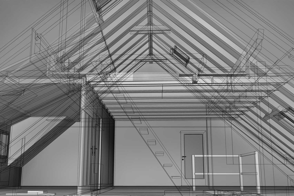 Bâtiment ancien de la vieille ville de Zoug, construction de toiture en 3D, HMQ AG