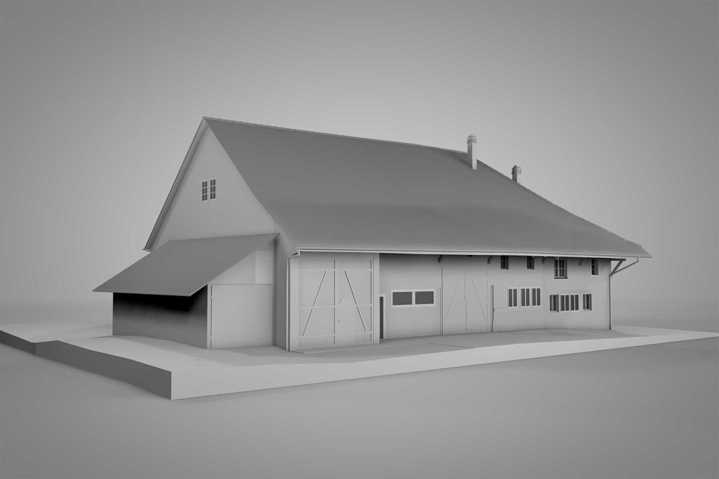Ferme avec grange, modèle 3D, HMQ AG