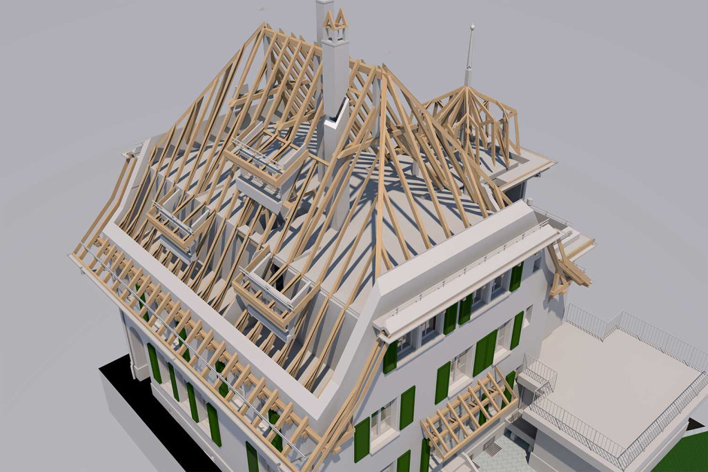 Berne, villa Art nouveau, combles 3D, HMQ AG