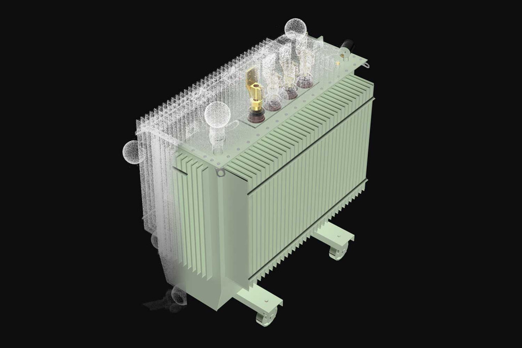 Hamilton, modèle 3D d'un transformateur issu d'un balayage laser 3D, HMQ AG