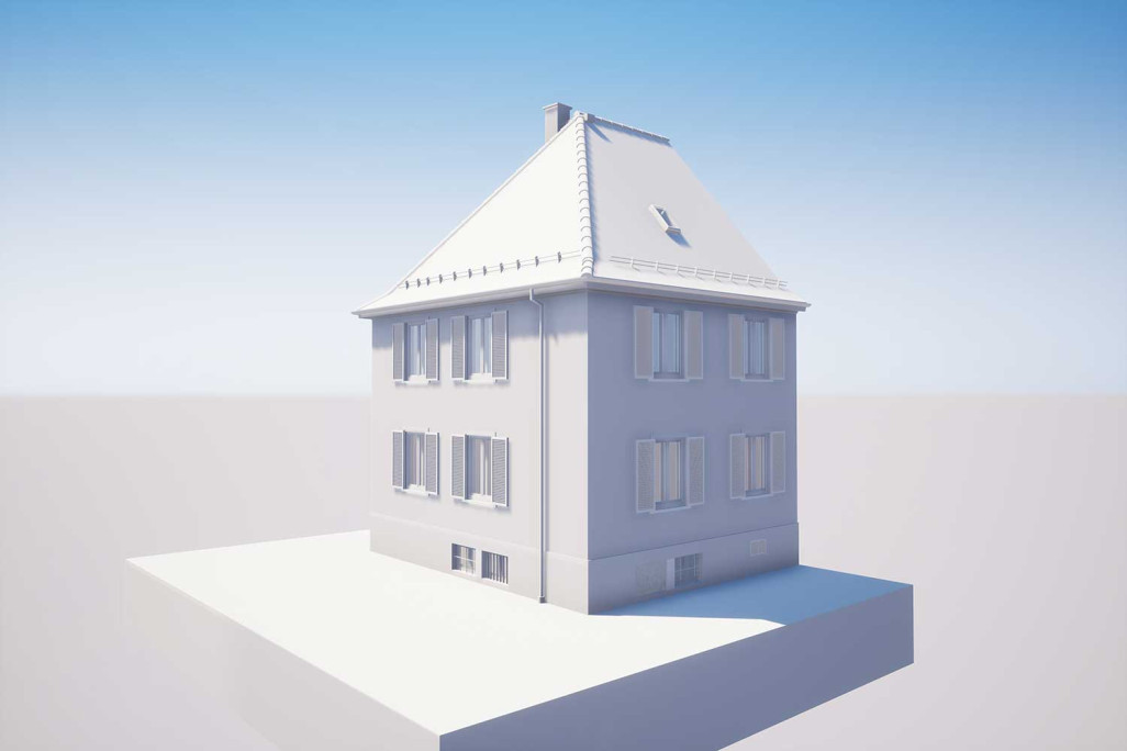 Zurich, modèle 3D d'une maison individuelle, HMQ AG