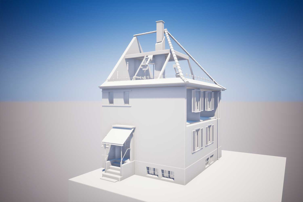 Zurich, modèle 3D avec superstructure de toit, HMQ AG