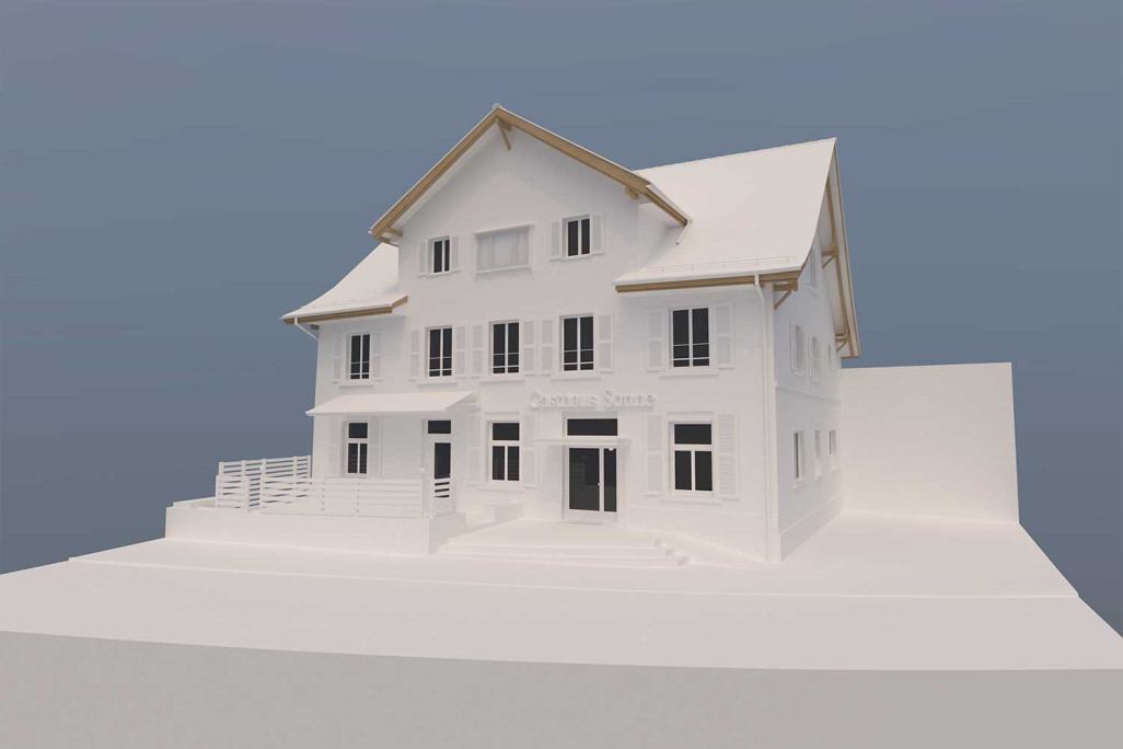 Auberge de Birmensdorf, modèle CAO 3D, HMQ AG