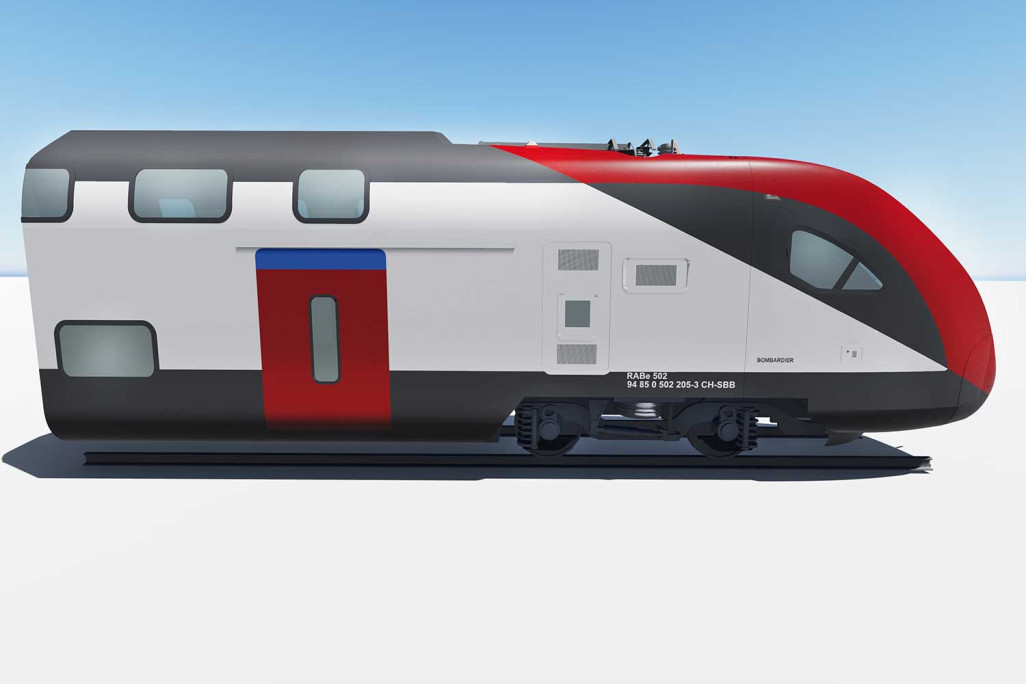 Avant du train Bombardier, modèle CAO 3D, HMQ AG