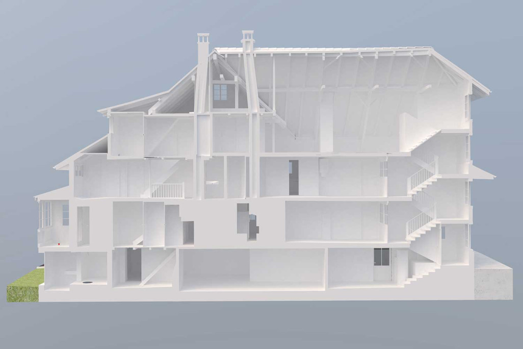 Coupe du bâtiment à partir d'un modèle 3D, HMQ AG