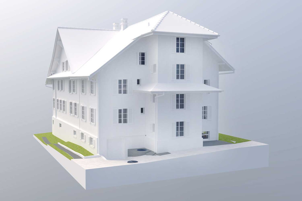 Modèle 3D d'un bâtiment digne d'être protégé, HMQ AG