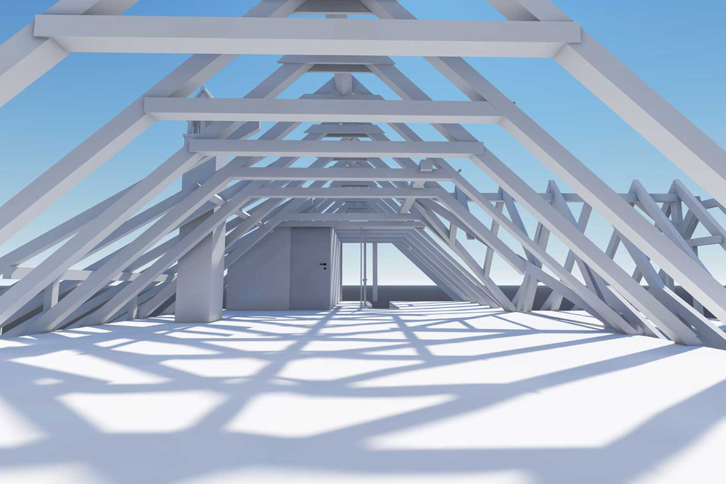 Modèle géométrique 3D dans les combles, HMQ AG