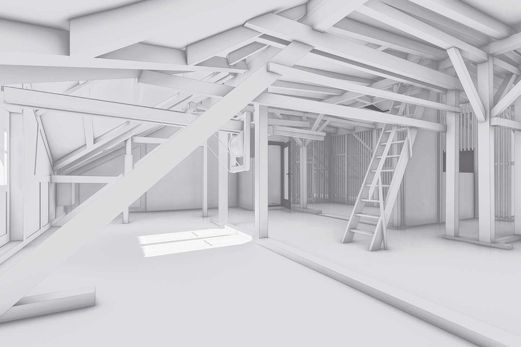Modèle CAO 3D d'un grenier dans ArchiCAD, HMQ AG