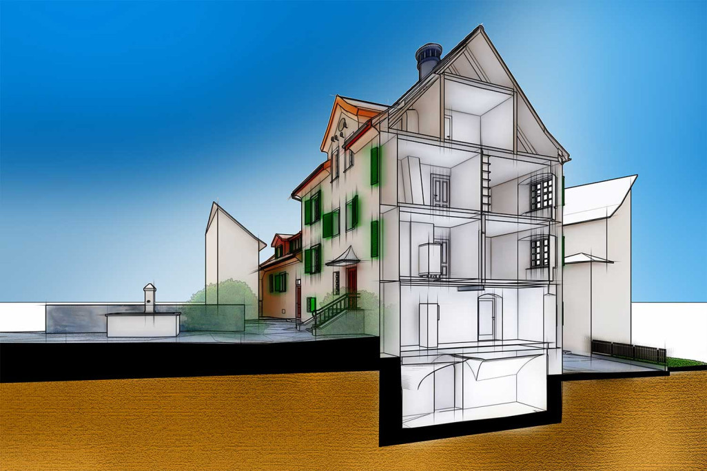 Modèle 3D de coupe du bâtiment, HMQ AG