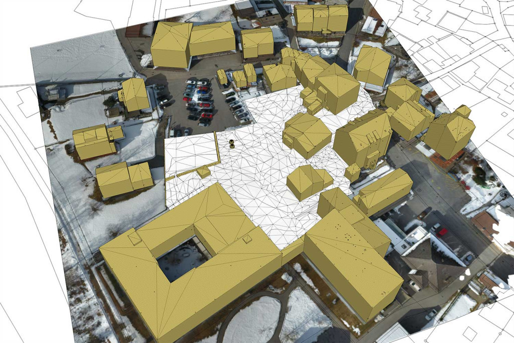 Modèle 3D à partir d'une prise de vue aérienne pour la construction de maquettes, HMQ AG