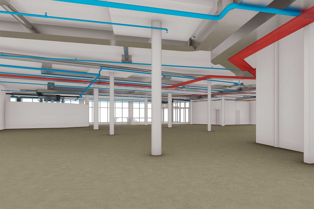 Modélisation 3D avec tracé des conduites, HMQ AG