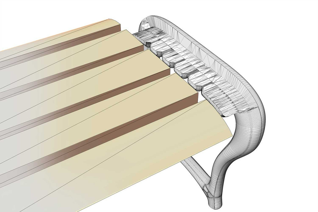 Modèle 3D, élément de banc sans dossier, HMQ AG