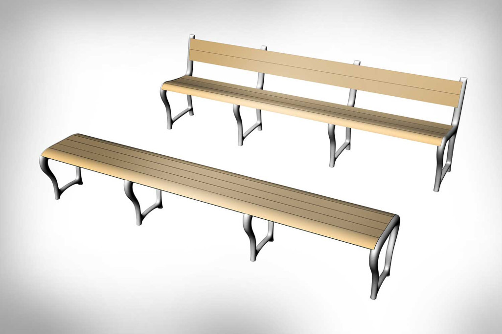 Modèle 3D, banc public de la ville de Coire, HMQ AG