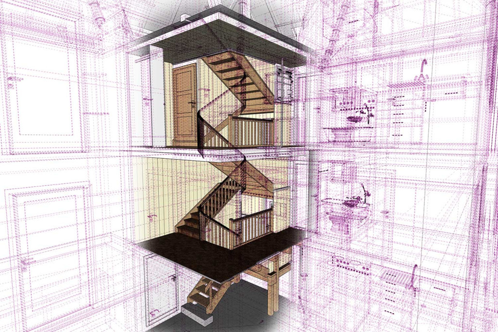 Modélisation 3D, détails d'escalier, HMQ AG