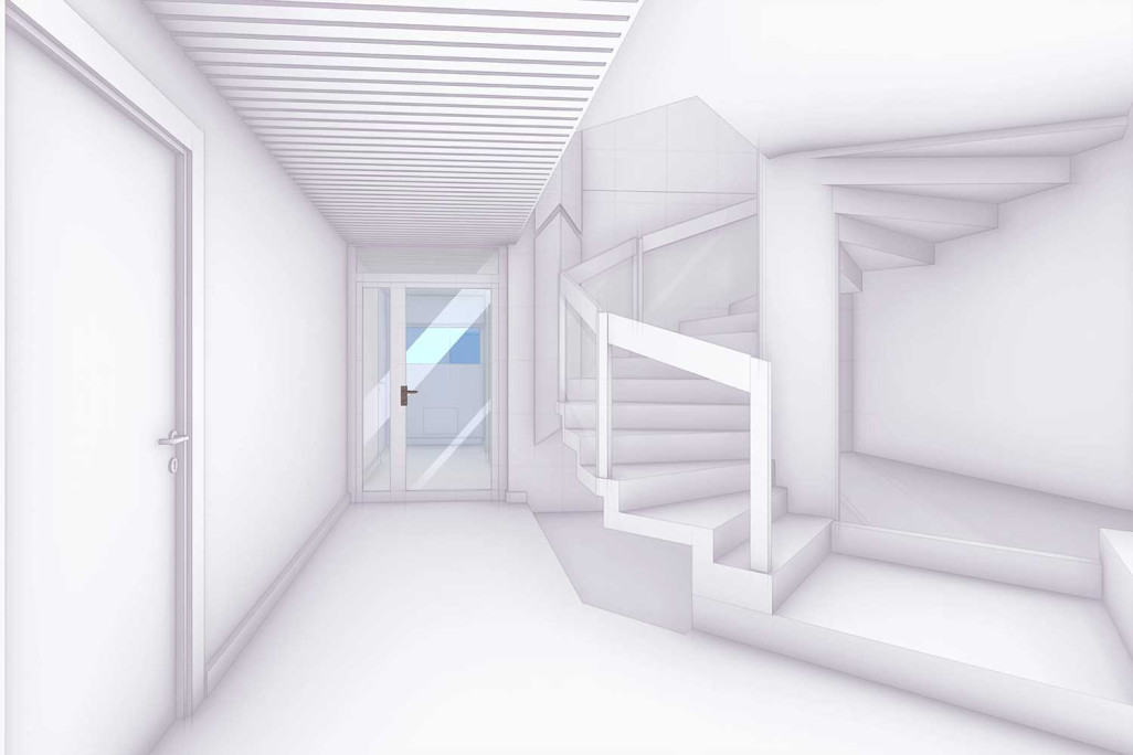 Neuhausen am Rheinfall, résidence universitaire, modèle 3D d'escalier, HMQ AG