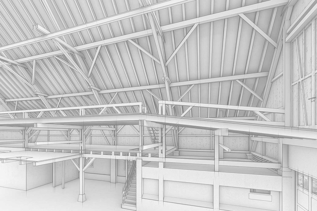 Grange, modélisation 3D Construction à partir d'un relevé topographique, HMQ AG