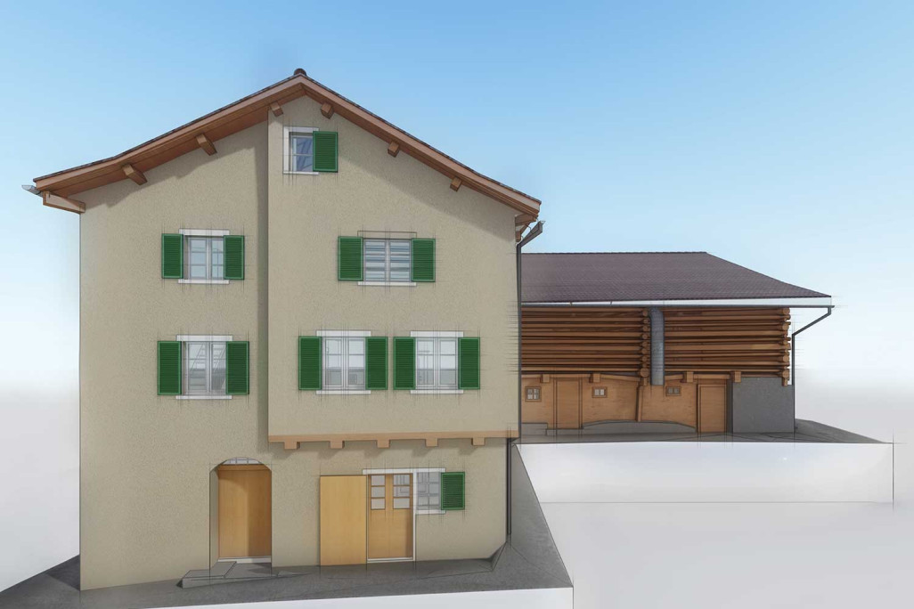 Modèle 3D dans ArchiCAD à partir du relevé du bâtiment, HMQ AG