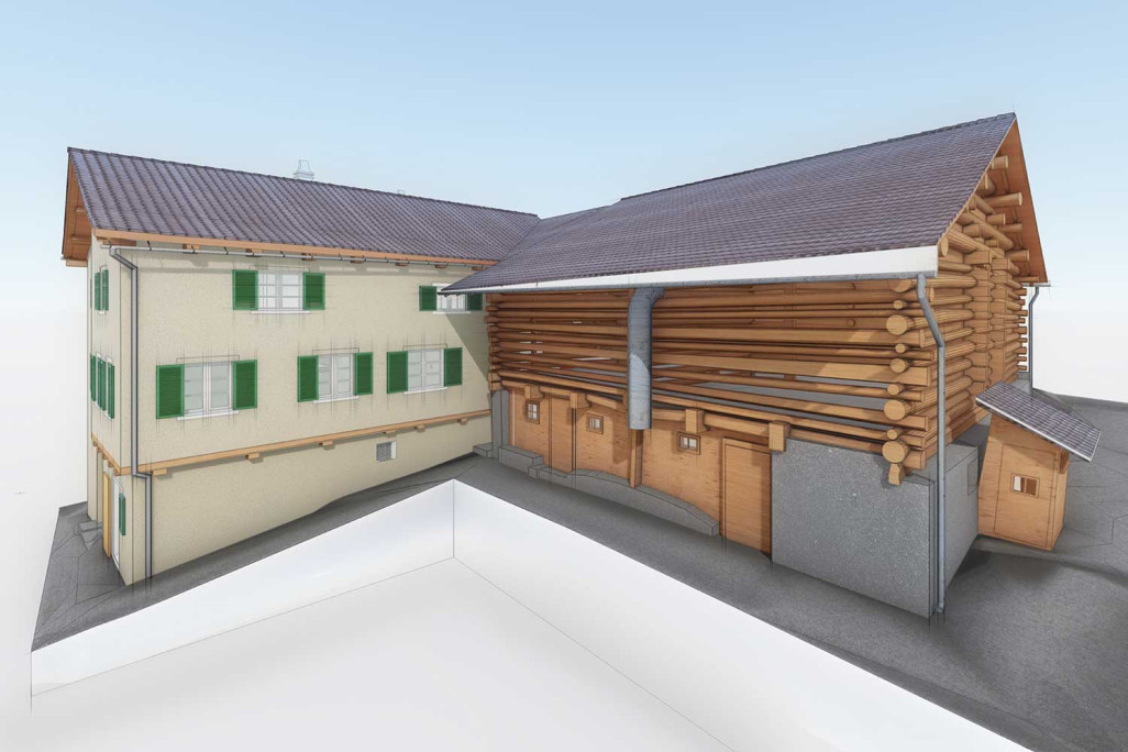 Modèle 3D issu du relevé du bâtiment, HMQ AG