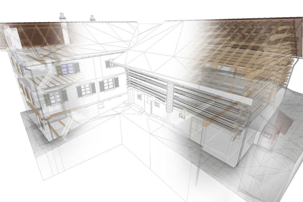 Modélisation 3D dans ArchiCAD, maison d'habitation avec étable dans les Grisons, HMQ AG