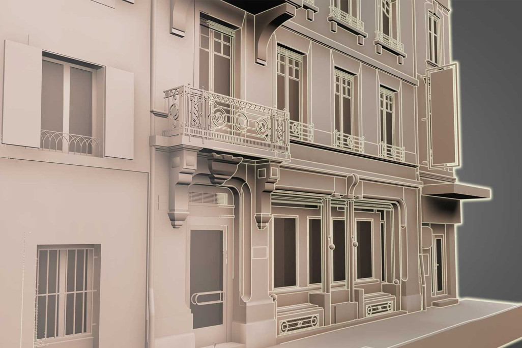 Modélisation 3D de la façade, HMQ AG