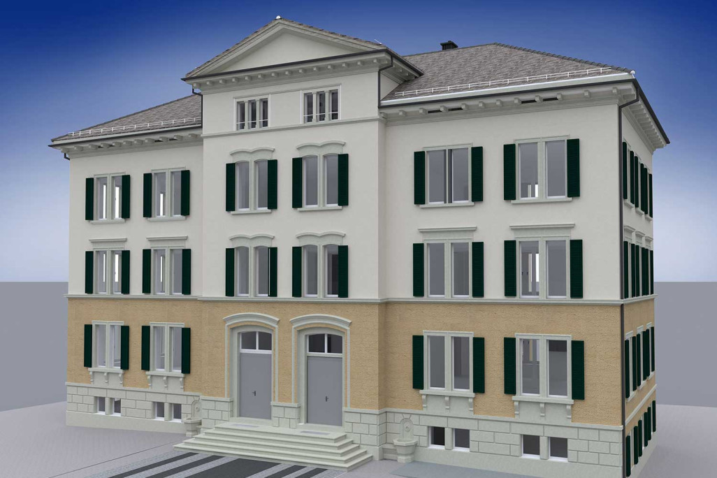 Modèle CAO 3D d'une école, HMQ AG