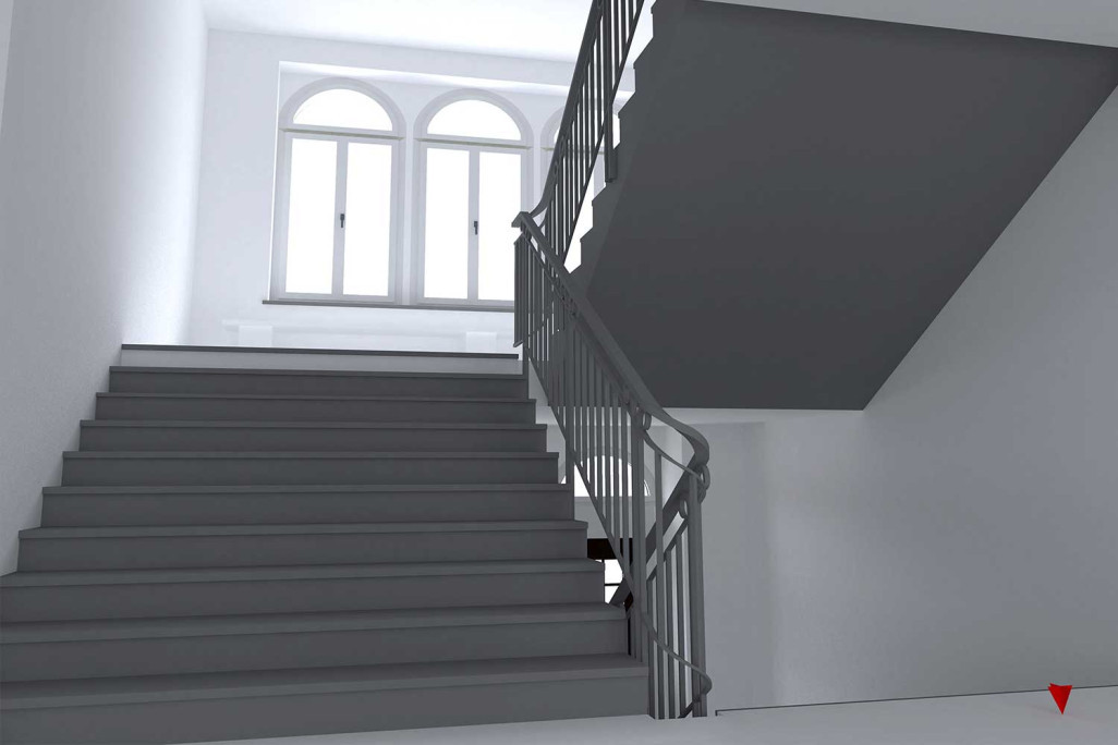 Modèle CAO 3D d'une cage d'escalier, HMQ AG