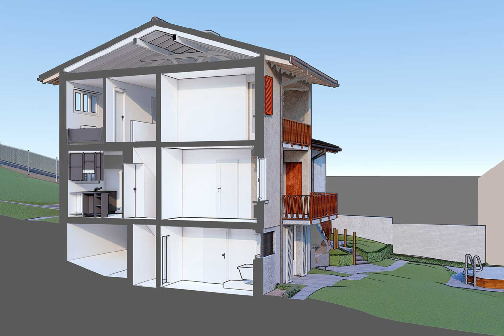 Modèle 3D en coupe avec environnement, HMQ AG