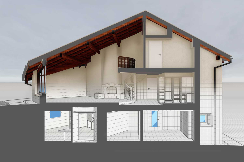 Modèle 3D, coupe du bâtiment, HMQ AG