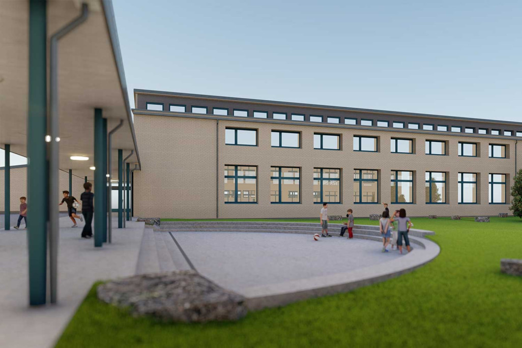 Modèle 3D, complexe scolaire Erlen à Glaris GL, HMQ AG