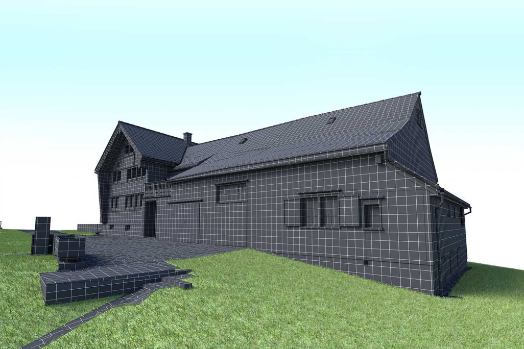 Modèle 3D issu du relevé du bâtiment, HMQ AG