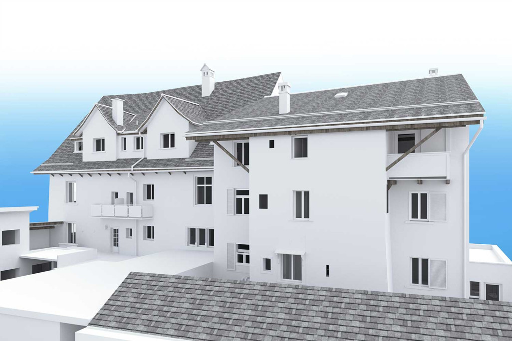 Modèle CAO 3D issu du relevé du bâtiment, HMQ AG