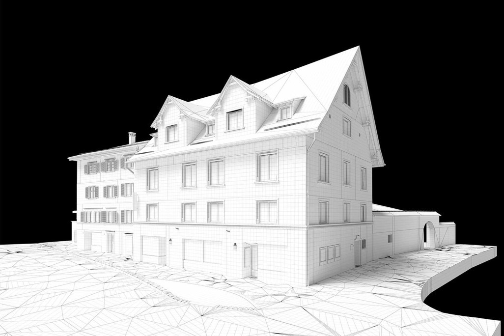 Modèle 3D issu du relevé du bâtiment, HMQ AG