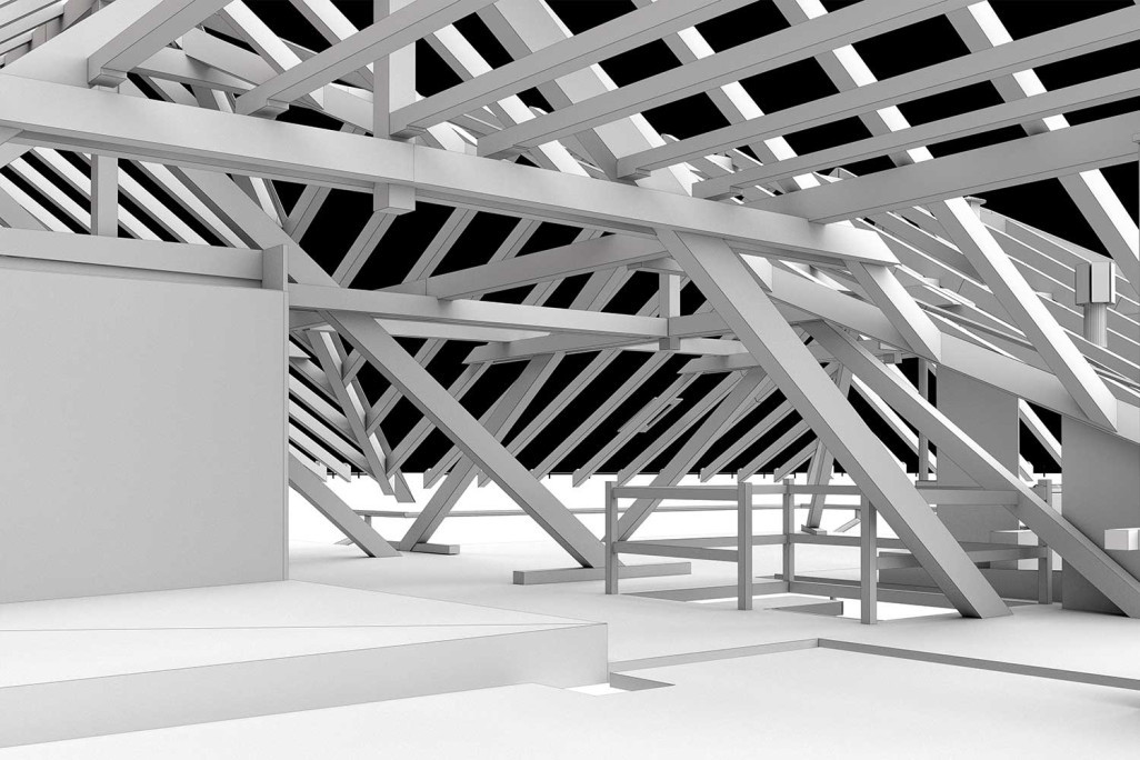 Modélisation 3D, grenier à partir d'un nuage de points, HMQ AG