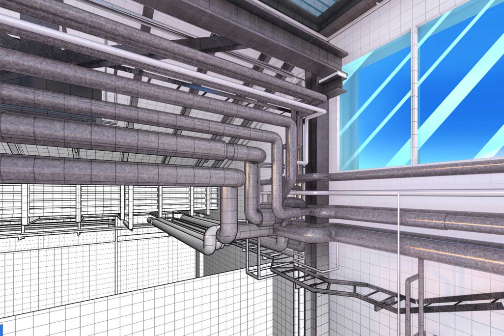 Modélisation CAO 3D avec conduites CVC, HMQ AG