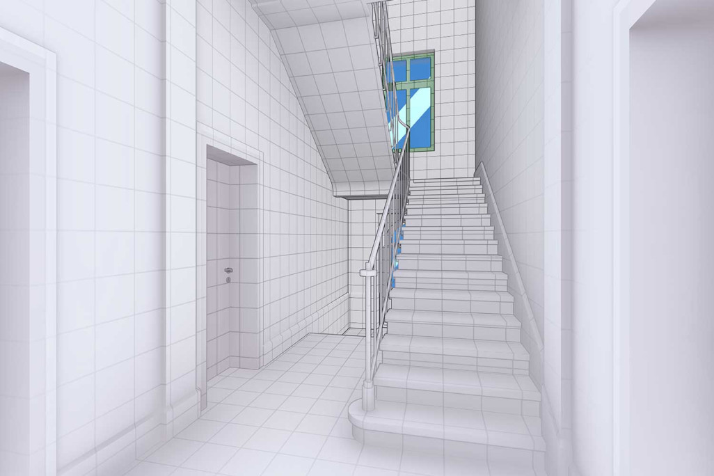 Modèle 3D, cage d'escalier à Berne, HMQ AG