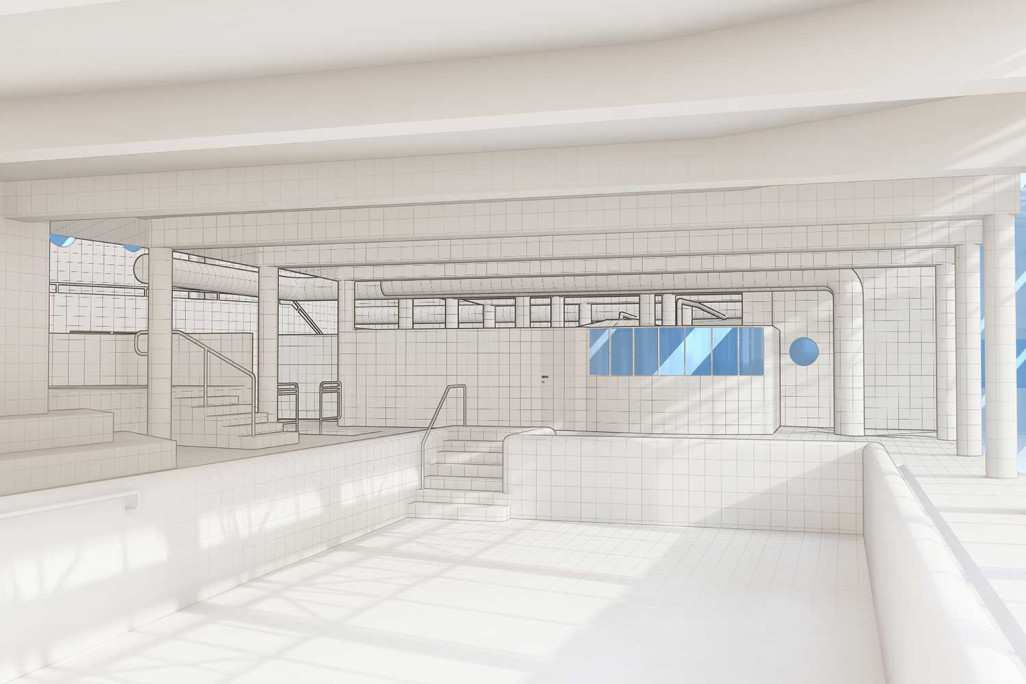 Hôtel Schweizerhof, Grisons, piscine couverte en CAO 3D, HMQ AG