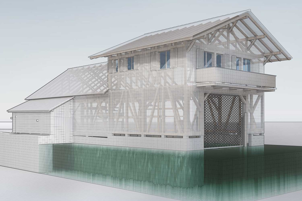 Oberägeri ZG, hangar à bateaux en CAO 3D, HMQ AG