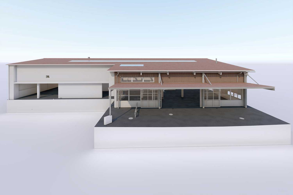 Modèle 3D, hall industriel de galvanisation, HMQ AG