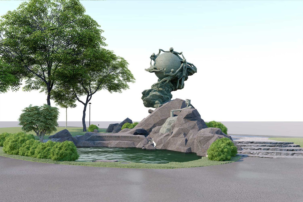 Modèle 3D, Monument postal mondial sur la Petite Schanze à Berne BE, HMQ AG