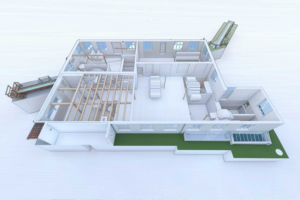Grabs, Saint-Gall, plan 3D de la filature, HMQ AG