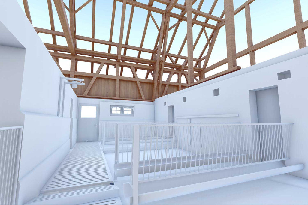 Holziken AG, Argovie, modèle CAO 3D de l'étable, HMQ AG