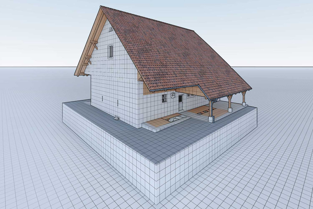 Holziken AG, Argovie, Hofstall Modélisation CAO 3D, HMQ AG