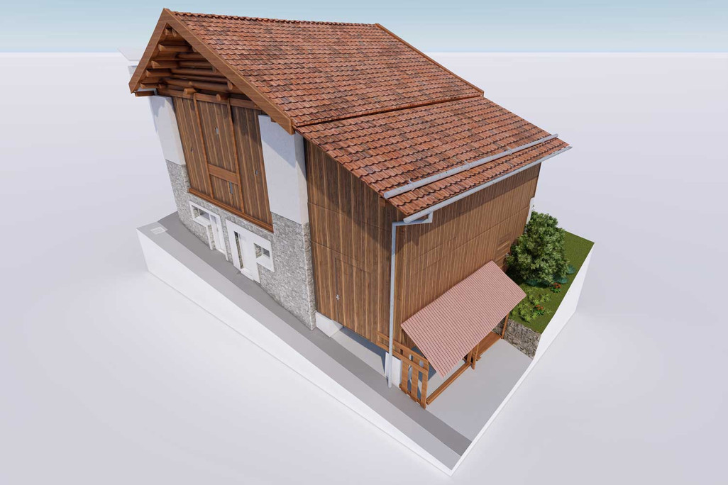 Tinizong-Rona GR, grange Modèle CAO 3D, HMQ AG