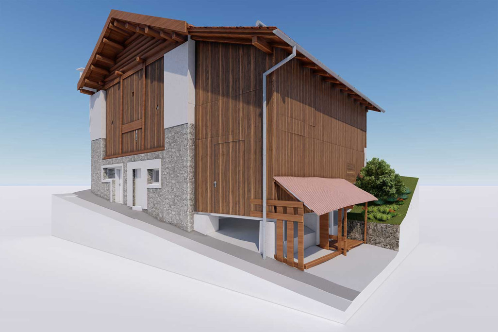 Tinizong-Rona GR, grange Modèle 3D, HMQ AG