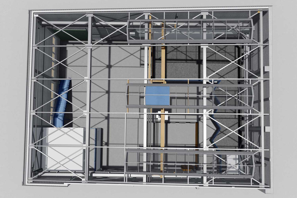 Atelier industriel, vue en 3D, HMQ AG